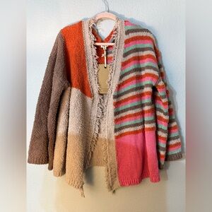 NWT POLColorful Striped Women's Sweater Cardigan